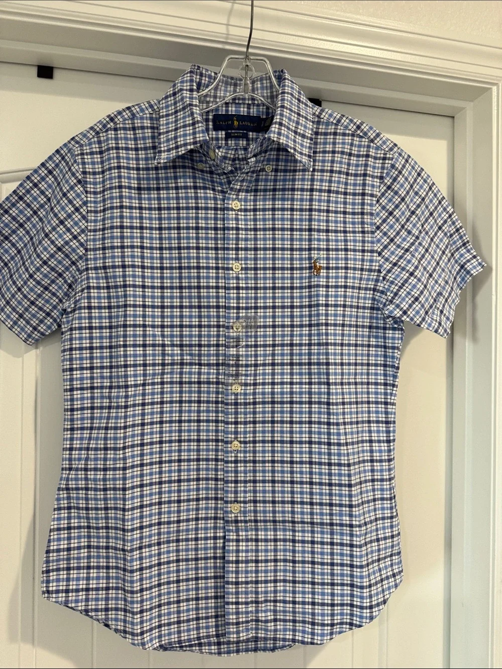 Polo by Ralph Lauren Blue & White Plaid Short-Sleeve Button-Down Shirt